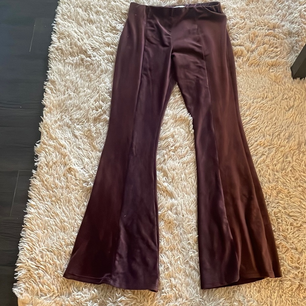 Like new maroon velvet flare pants